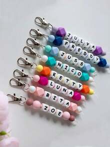 1pc Customized Silicone Bead Keychain, Personalized English Letters, Name Keychain, Bag Accessories, Unique Customized Gifts