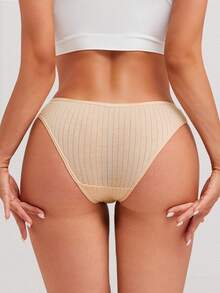 15-Piece Set Of Pure Cotton Striped Breathable, Lightweight, And Comfortable High-Waisted Women's Briefs, Suitable For Everyday Wear, Sports, And Holiday Outfits, Available In Autumn, Winter, Spring, And Summer Color Schemes. - Multicolor - View 6