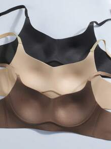 3Pcs Teen Girls Underwear, Seamless Bra - Simple, Comfortable And Breathable, Suitable For Daily Use, Suitable For Growing Girls Aged 12-15