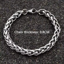 One Chain Bracelet, Male, Men's Stainless Steel Black Bracelet, Metal Chain Bracelet, Simple Sports Twisted Chain Bracelet, Personalized Chain Bracelet, Stainless Steel Jewelry Gift, Suitable For The Stainless Steel Jewelry Gift He Gave Him