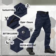 KEFITEVD Men's Tactical Pants 9 Pockets Cargo Hiking Pants Lightweight Work Pants For Men Construction Water Resistant - 藏蓝色 - 查看 3