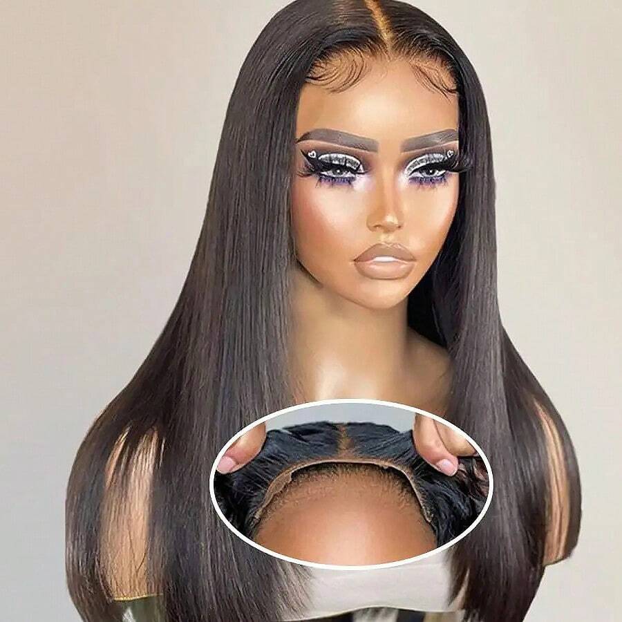 Uveous 40 50 Inch 250% Density Bone Straight Glueless Wear And Go Human Hair Wigs Pre Cut Pre Plucked With Baby Hair, Tiny Knots 5x5 Lace Closure Glueless Wig Ready To Wear Human Hair For Women Friendly For Beginners