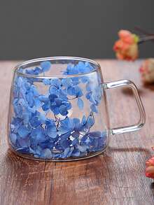 1 Pc,Double Wall Glass Cup,Petal Decoration,Creative Water Cup,Coffee Cup,Tea Cup,Milk Cup,Juice Cup,Insulated,Fresh,Aesthetic,Unique Design,Photo Props,Great Gift,Birthday Gift,Holiday Gift,For Bestie,For Friends,For Colleague,Enhance Your Life Style,Brighten Your Desk
