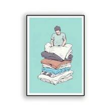 1pc Laundry Day Art Poster Good Quality Prints And Posters Vintage Room Home Bar Cafe Decor Aesthetic Posters Waterproof Paper ,Wall Art With Frame