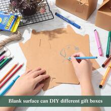 24/12/6pcs Brown Paper Bags With Handles And Lids, DIY Handmade Gift Box, Cube, Cupcake, Outdoor, Wedding, Birthday Party, Ideal For Fun Celebrations