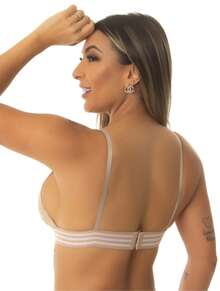 Non-Padded Lace Top Bra With Elastic Trim. - Màu be - Xem 3