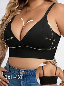 Sujetador sin aros con cierre delantero de unicolor, para mujer de talla grande