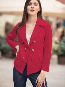 Formal Button-Down Jacket - Red - View 1