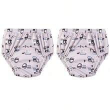 3 件套可重复使用幼儿和儿童如厕训练内裤，防水透气印花尿布衬垫，男女通用如厕训练内裤