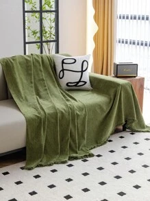 1 pieza Cubresofá de unicolor tipo toalla, manta decorativa para sofá, funda protectora de chenilla para sofá, apta para todas las estaciones, adecuada para dormitorio y sala de estar, decoración del hogar