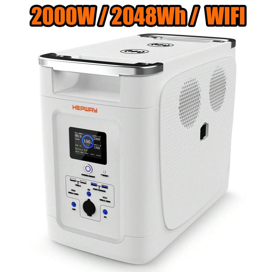 HEPWAY Alpha 2000 Portable Power Station, 2400W/2048Wh Expandable Capacity, 32kWh With APP Wi-Fi X-Boost 3600W AC Outlet, Fully Charges In 1.5 Hours, Suitable For Home UPS Emergency Outdoor RV Camping Solar Generator (Solar Panels And Batteries Not Included) - 2000-luying - Xem 1