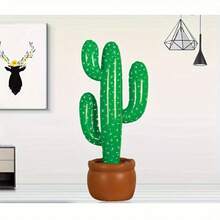 2pcs/Set Large Size 90cm Inflatable Cactus Decoration, For Summer Games, Beach, Pool Party, PVC Material - Green - View 7