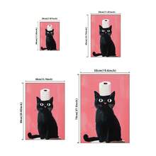 Funda para tapa de inodoro con estampado de gato negro, decoración de inodoro divertida y linda de gato negro como regalo para amantes de los gatos, póster sin marco de gato asomándose - Multicolor - Ver 11