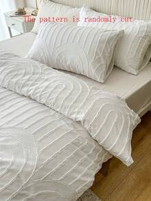 3pcs Bohemian Style 3D Plush Duvet Cover Set (Without Comforter), (1 Duvet Cover And 2 Pillow Shams), All Season Modern Plush Bedding Set - White - View 7