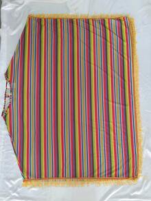 1 pieza Poncho mexicano multicolor a rayas con decoración de flecos, para carnaval, festival, actuación en el escenario, disfraz de fiesta de Halloween