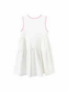 Balabala 少女无袖夏季连衣裙，可爱轻便休闲套装，适合少女和幼儿 - 白色 - 查看 2