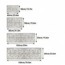 1pc Vintage Distressed Bohemian Long Runner Rug, 1000g Velvet + 300g Dotted Backing Combination Carpet, American Classic Floral Rug, Suitable For Living Room, Bedroom, Kitchen, Bathroom, Laundry Room, Hallway, Entryway, Game Room, 4-Season Decorative Floor Mat, Home Decor - Grey - View 3