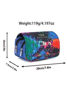 Pencil Case For Boys And Girls, Double-Sided Pattern Pencil Case, Large Storage Wallet Card Case,Compartment Pencil Case For School Students