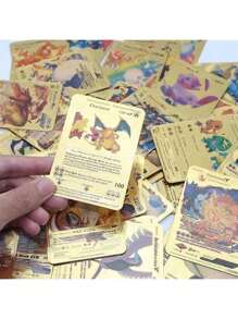 10 PCS Random Blind Bag Gold Foil Cards Packs Vmax V EX GX Rare Golden Cards TCG Gold Foil Game Trading Card For Fans/Collectors Gifts (No-Repeated)