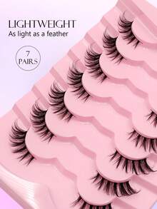 Asiteo 7 Pairs Criss-Cross, Fluffy, Cat Eye Style False Eyelashes - Natural Look, Reusable, Suitable For Daily Use - Natural Lashes - View 5