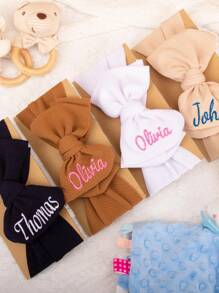 Nœud avec nom de bébé personnalisé, nœuds de bébé avec nom personnalisé, serre-tête nœud pour bébé, tour de tête de bébé fille personnalisé, bandeau avec nom brodé, serre-tête nœud pour nouveau-né