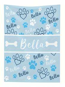Manta personalizable con estampado de huella de mascota en colores vibrantes - Suave, cálida y ligera de franela para sofá, cama, viaje, campamento, oficina - Personalizada con nombre, impresión digital para todas las temporadas, lavable a máquina y acogedora. Regalo ideal personalizado y único para familia, mascotas, dormitorio, sala de estar, sala de té, sofá