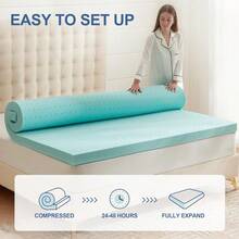 2 Inch Memory Foam Mattress Topper Twin, Mattress Pad Gel Infused Foam Bed Topper, Ventilated Soft Blue,Twin Size - 3 Inch - View 6