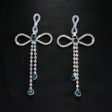 Sexy Lingerie Accessories mit baumelndem Herz-Strass Brustwarzen Kette ohne Piercing, sexy silberne BH Kette Schmuck mit Brustwarzen Klemme für Frauen Bikini