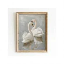 1pc Swan Vintage Art Canvas Poster Farmhouse Rustic Decoration Retro Painting Print Home Wall Decoration,Ideal Gift Optional Frame ,Wall Art With Frame - Multicolor - View 3