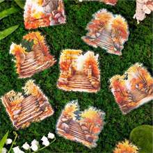 60 张/包自然路径系列 PET 贴纸，森林楼梯主题，学生子弹日记剪贴簿基础材料 6 种款式，涂鸦贴纸，学校用品，返校 - 彩色 - 查看 9