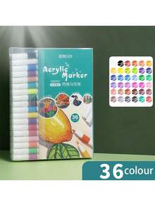 12/24/36/48/60/80色丙烯颜料马克笔套装，防水，适用于美术工艺、DIY项目、专业艺术家、学生、办公及学校用品，返校季必备 - 彩色 - 查看 14