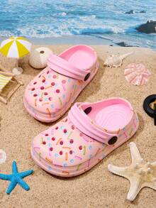 1双女童舒适时尚休闲轻便透气粉色沙滩凉鞋，保护脚趾，防水 - 粉色 - 查看 3