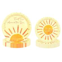 10pcs/20pcs/50pcs Boho First Trip Around The Sun Birthday Decorations Boho Party Set With Bohemian Hippie Sunshine Theme Party Tableware Decorations Including Plates,Cups,Napkins - Multicolor - View 5
