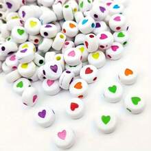 100pcs/Pack 7mm Multi-Color Heart Shaped Acrylic Beads For DIY Jewelry Making, Cute Acrylic Bead Set For Bracelets And Necklaces, Craft Supplies Without Power Required