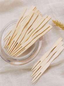400/200/100/50/25pcs Natural Bamboo Fruit Skewers, Transparent Home Use Small Snack Cake Dessert Fork, Appetizer & Dessert Forks, Suitable For Parties, Gatherings, Picnics, Weddings, Businesses. Quantity Can Be Customized.,School Supplies - Beige - View 9