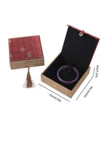 Chinese Ancient Poetic Style Jewelry Box With Elegant Tassels - Linen Storage Organizer For Pendants, Bracelets, Rings, Jade Bracelets - Home, Travel & Photo Prop, Exquisite Gift Packaging For Women Storage Organizer Travel Essentials Gift Back To School