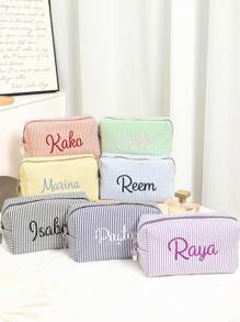 Personalized Name Children's Back To School Baby Bag Storage Bag, Anti-Dirty Travel Bag, Zipper Closure, Diaper Bag Packaging, Toiletries Or Cosmetics Storage Bag Baby Diaper Bag Necessities, School Supplies, Large Capacity Cosmetic Bag, Bridesmaid Bridal Gift, Cosmetic Storage Bag, Lettered Toiletry Bag, Embroidered Cosmetic Bag,School Things For Girls/Boys