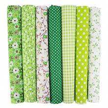 7pcs/Set Cotton Printed Fabric Patch Set, Includes Pre-Cut Fabric Pieces For Quilting, Sewing And DIY Patchwork Crafts - Green - View 3