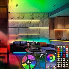 遥控智能RGB LED灯带，音乐同步，USB供电，App/遥控器控制，适用于卧室、家居、户外、派对、万圣节、圣诞节装饰、电视背光、房间装饰、生日、毕业典礼等场合，也是圣诞节家居装饰和圣诞礼物的理想之选。 - 黑色 - 查看 6