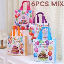 24/16/12/8/4pcs/Set 23*22*11CM Non-Woven Fabric Happy Birthday Tote Bags, Party Birthday Gift Bags, Reusable For Family Birthday Celebration Gift Packaging And Decoration