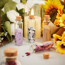 Botellas de pócima con tapones de corcho, pequeños frascos de vidrio DIY, minijars de vidrio transparentes con tapas de corcho, botellas de corcho para exhibición, manualidades, decoración y suministros para fiestas - Multicolor - Ver 7