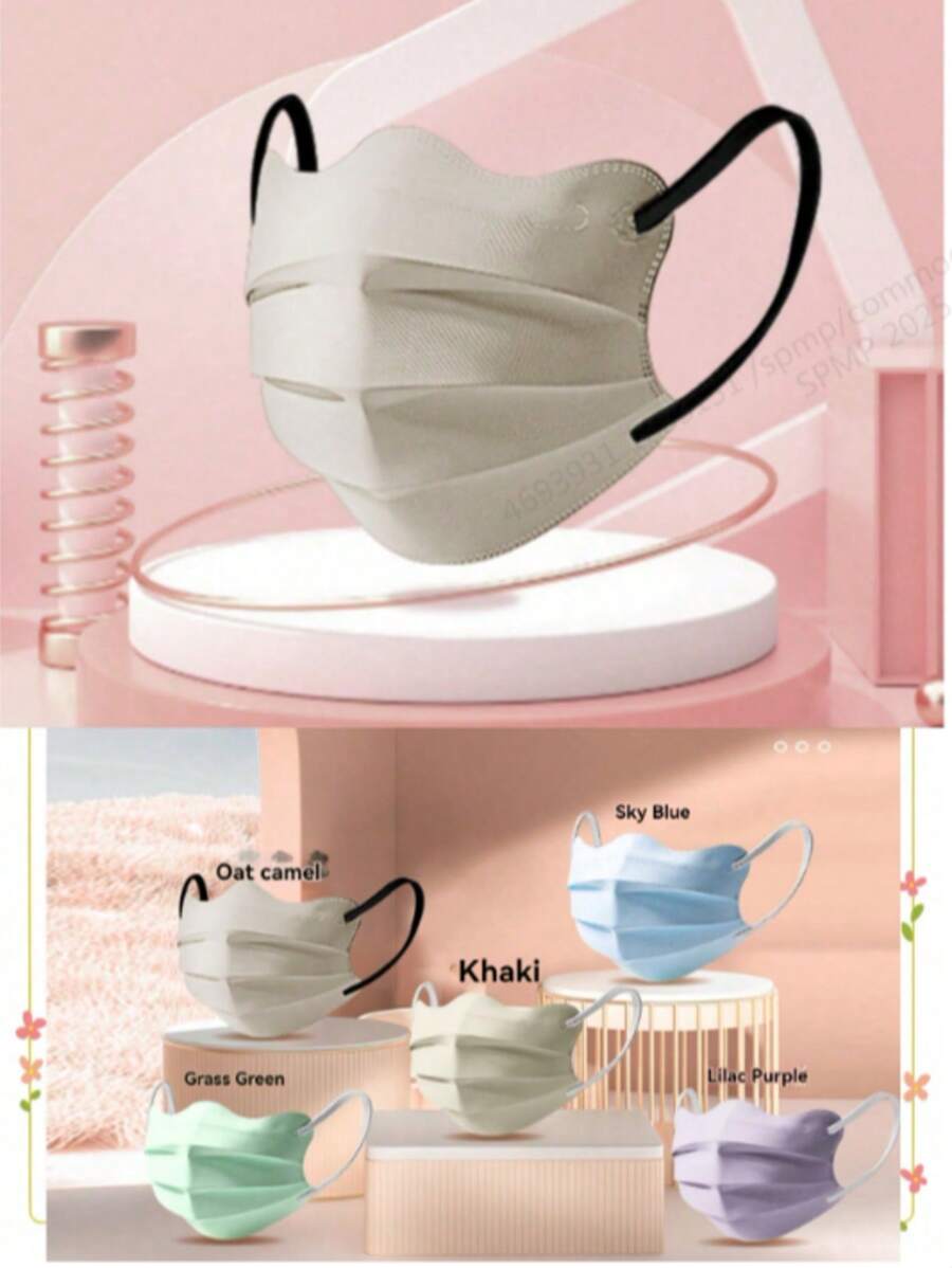 50 piezas Mascarillas desechables de 3 capas no tejidas, talla adulto, empaquetadas individualmente, protección contra polen y virus, adecuadas para actividades, fiestas y regalos