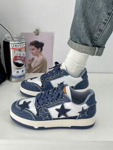 Neue modische, lässige Skateboardschuhe mit Sternmuster, geeignet für Teenager, Sportschuhe (Schuhe werden klein, empfehlen eine Nummer größer zu bestellen) - Blau - Übersicht 6
