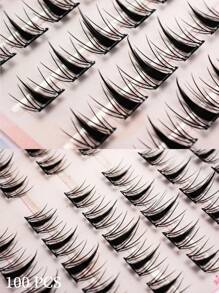 100 Clusters Glue-Free Bunny Eyelashes Set | C-Curl 3D Glam Wispy Lashes, Ultra Soft & Comfortable | Korean Japanese Style Easy Wear For Daily & Parties | Cruelty-Free, Reusable, Lightweight & Beginner-Friendly | All-Day Wear, Waterproof & Sweatproof For Special Occasions