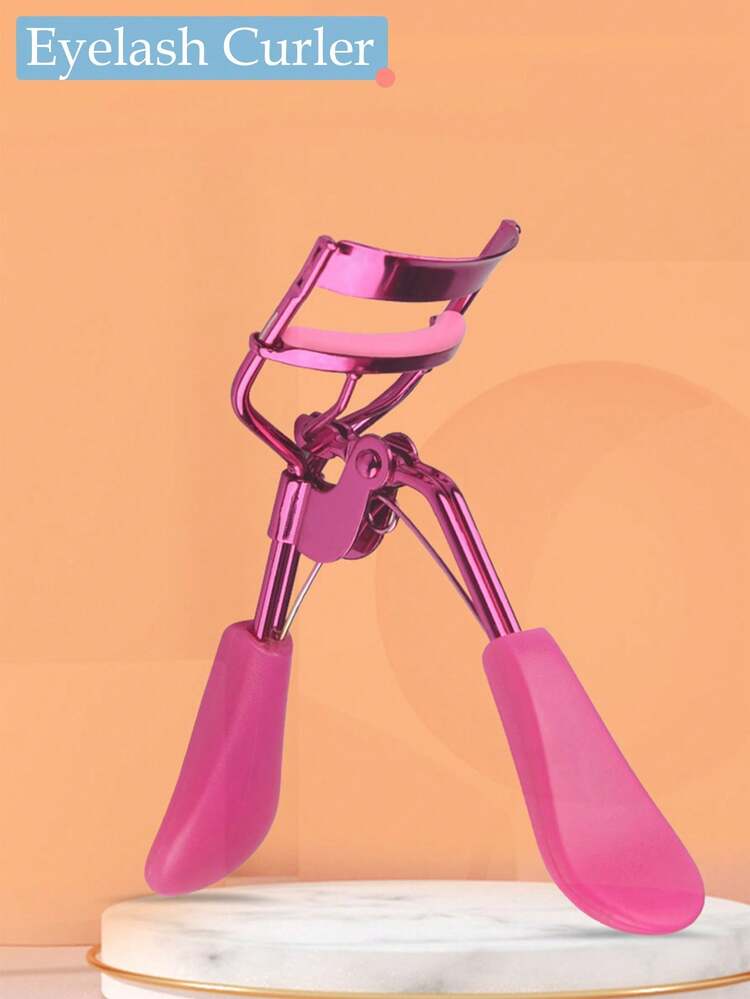 1 Set de rizador de pestañas portátil con 10 almohadillas de silicona, herramienta de rizado de pestañas precisa y no dañina, apta para todos los géneros, no alergénica, sin batería/energía, con peine incorporado para extender el rizado de las pestañas y crear ojos talla grande grandes, regalos, viajes, artículos baratos, esenciales de viaje - Rosa Fucsia - Añade 7