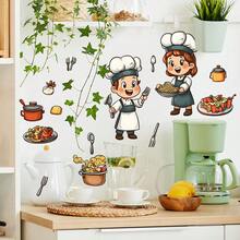 1 buah Stiker Dapur Koki Kartun Tahan Air PVC Perekat Mudah Dilepas Cocok untuk Dapur Restoran Stiker Dinding Ruang Tamu Dekorasi Rumah Segarkan Rumah Anda Stiker Dekorasi Liburan Hadiah Ulang Tahun Wisuda - MultiWarna - View 12