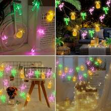 1 件 10/20/30/40 LED 热带火烈鸟菠萝棕榈树灯串夏季热带海滩夏威夷灯电池供电适合家庭派对海滩泳池夏季节日生日卧室装饰 - 暖白光 - 查看 9