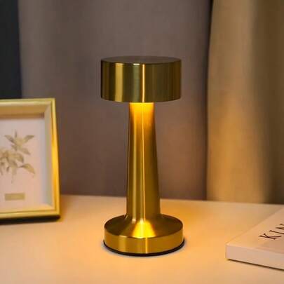 1pc Minimalist Metal USB Lamp, Creative Decor Lamp, USB Charging, Touch Dumbbell Shape, Suitable For Dining Room, Living Room Etc. To Create Atmosphere, LED Lamp, Bedside Lamp, Suitable For Nursery, Bedroom, Children's Room, Living Room Etc. Can Be Used For Reading, LED Light, Night Light, Lampshade. Lighting, Flame, Lamp Light, Table Lamp, Bedside Lamp, Decorative Lighting, Desktop Decor Lamp, Night Light