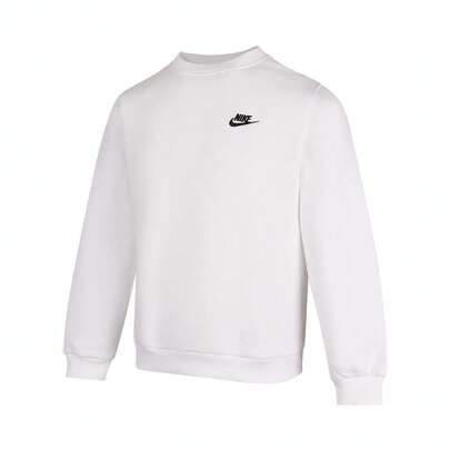 Nike 青少年男孩休闲运动字母刺绣白色圆领运动衫