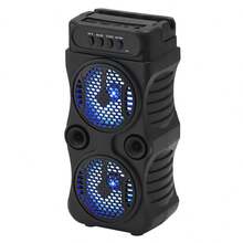 Dazone Portable Bluetooth Speaker Dual 3-In Woofer Wireless Stereo Speaker Subwoofer USB Rechargeable Heavy Bass LED Party PA Sound System AUX FM Remote Control LED Light Handle - Dual 3-in Woofer - View 8